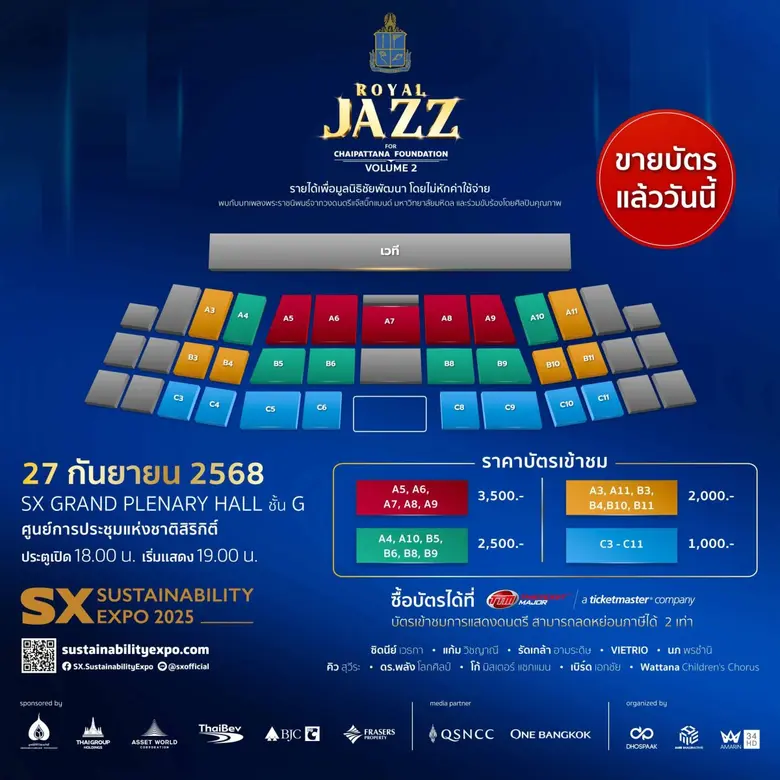 เตรียมจัดใหญ่อีกครั้ง "ROYAL JAZZ FOR CHAIPATTANA FOUNDATION VOLUME 2" รายได้เพื่อมูลนิธิชัยพัฒนา โดยไม่หักค่าใช้จ่าย