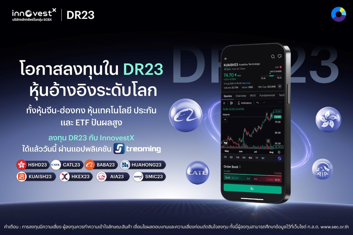 InnovestX ส่ง DR23 โตแรง มูลค่าซื้อขายรวมขึ้นแท่น Top 3 ตลาด DR ภายใน 3 เดือน หนุนโอกาสลงทุนหุ้นจีน-ฮ่องกงให้นักลงทุนไทย