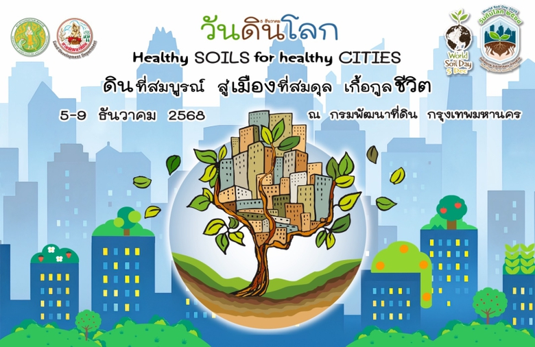 กรมพัฒนาที่ดิน ขอเชิญชวน ร่วมประกวดภาพถ่าย "ดินที่สมบูรณ์ สู่เมืองที่สมดุล เกื้อกูลชีวิต" ชิงรางวัลเงินสดและโล่เกียรติยศ พร้อมจัดแสดงในวันดินโลก 2568