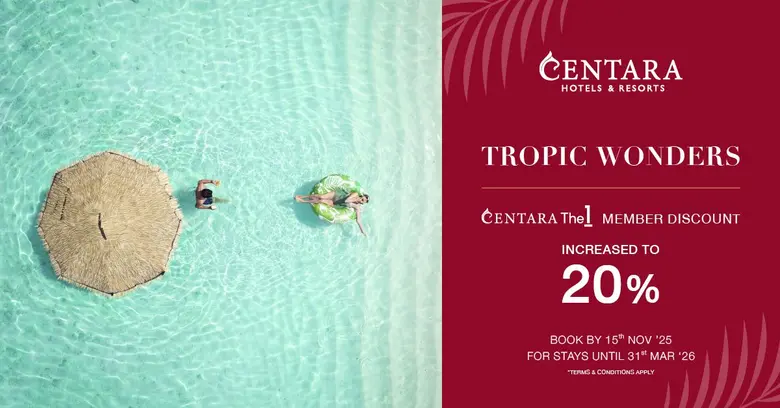 Centara's "Tropic Wonders" Flash Sale Unlocks 20% Member Discounts Worldwide
