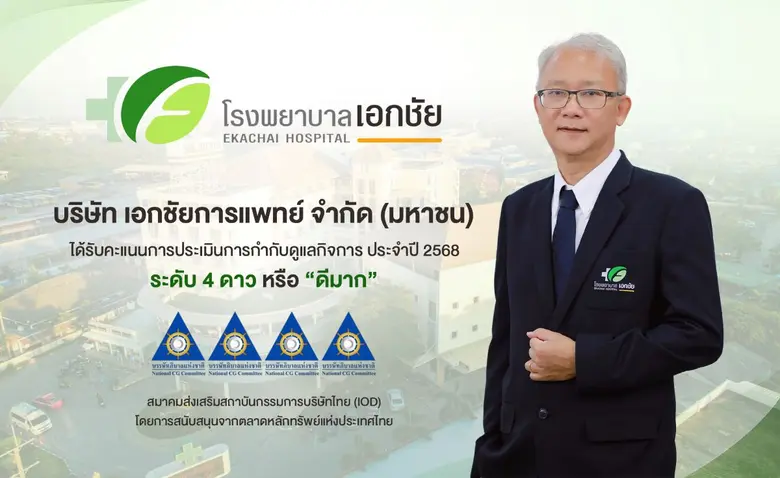 บมจ.เอกชัยการแพทย์ (EKH) ได้รับคะแนนประเมิน CGR ปี ...
