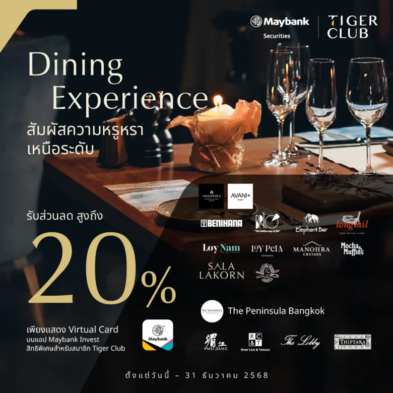 บล.เมย์แบงก์ (ประเทศไทย) เปิดตัวสิทธิพิเศษใหม่ "Din...