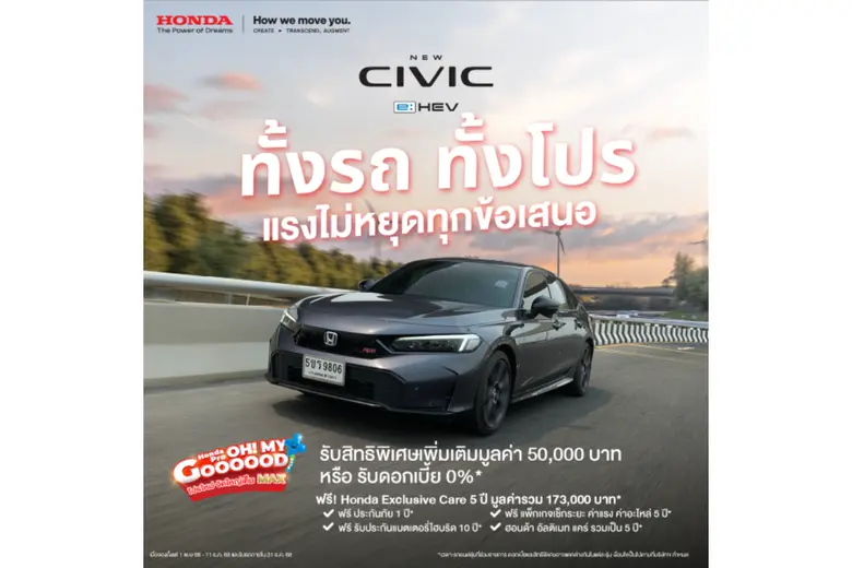 พร้อม Honda Exclusive Care 5 ปี มูลค่าสูง...