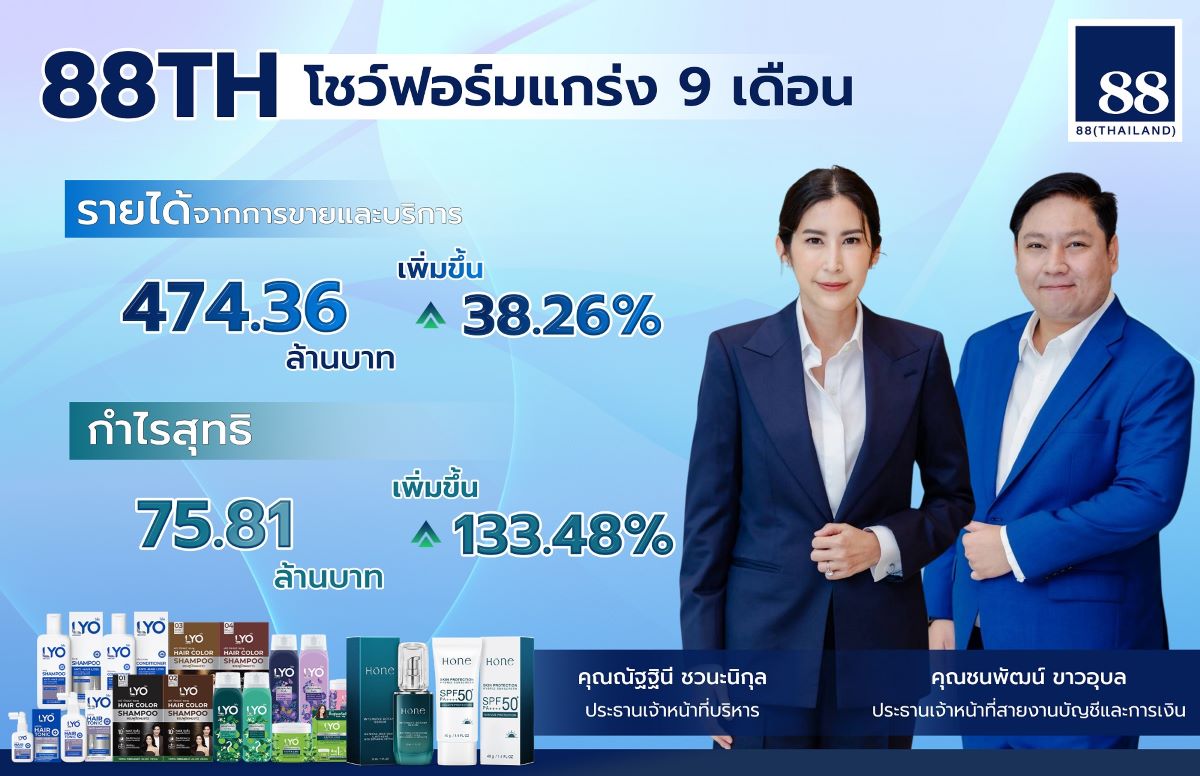 บมจ. 88(ไทยแลนด์) "88TH" โชว์ 9 เดือนแรกป...