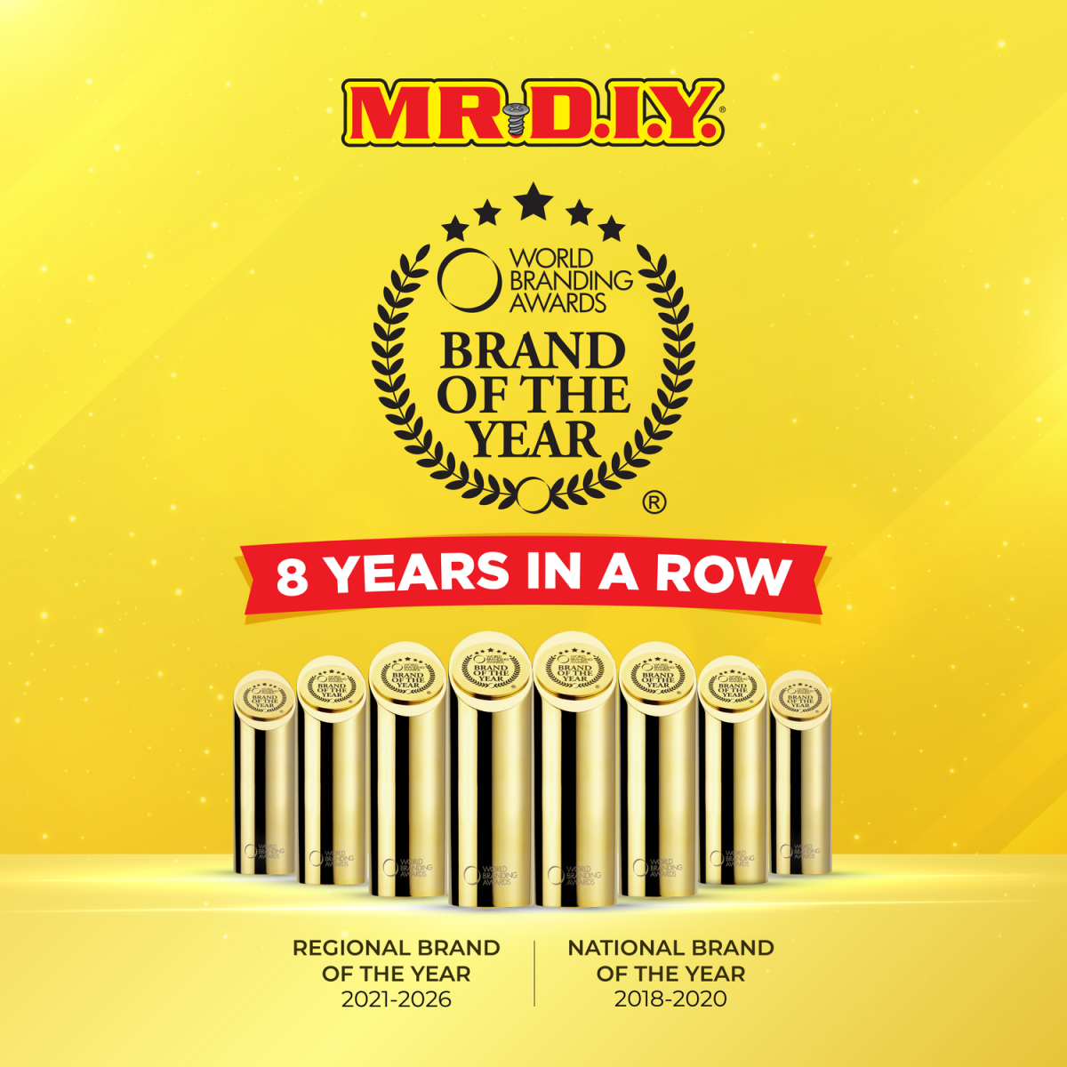 มิสเตอร์. ดี.ไอ.วาย. ได้รางวัล World Branding Awards เป็นปีที่ 8