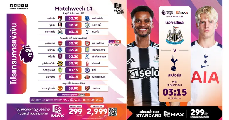 คอบอลเตรียมมันส์กลางสัปดาห์ของเดือนธันวาค...