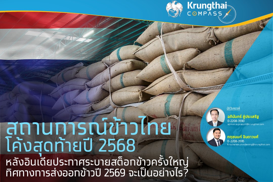 ราคาส่งออกข้าวขาวไทยต่ำสุดในรอบ 15 ปี โดย...