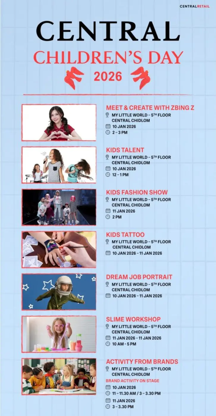 วันเด็กนี้ห้างเซ็นทรัลชิดลม เปิดเวที KIDS FASHION SHOW "น้องณิริน-น้องแสนดี" สร้างสีสันในงาน CENTRAL CHILDREN'S DAY 2026