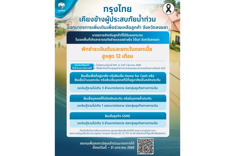 ธนาคารกรุงไทย เคียงข้างผู้ประสบภัย ออกมาต...