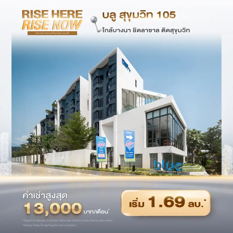 แกรนด์ ยูนิตี้ เจาะกลุ่ม Investors รับปีม้าไฟ ชูแคมเปญ "RISE HERE, RISE NOW! โอกาสการลงทุน ที่คุณสร้างเองได้" กับ 9 คอนโดพร้อมอยู่ ผลตอบแทนสูงสุดถึง 7%*