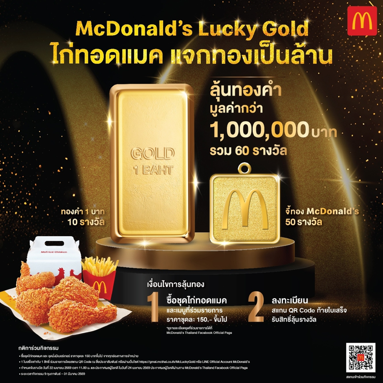 แมคโดนัลด์ ชวนแฟนไก่ทอดแมคลุ้นรวยโชคทองกับแคมเปญใหญ...