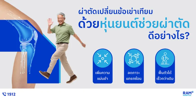 ผ่าตัดเปลี่ยนข้อเข่าเทียม ด้วยหุ่นยนต์ช่ว...