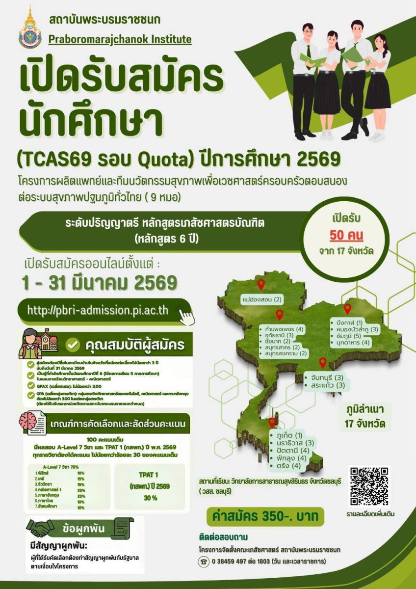 โครงการจัดตั้งคณะเภสัชศาสตร์ สถาบันพระบรมราชชนก เปิ...