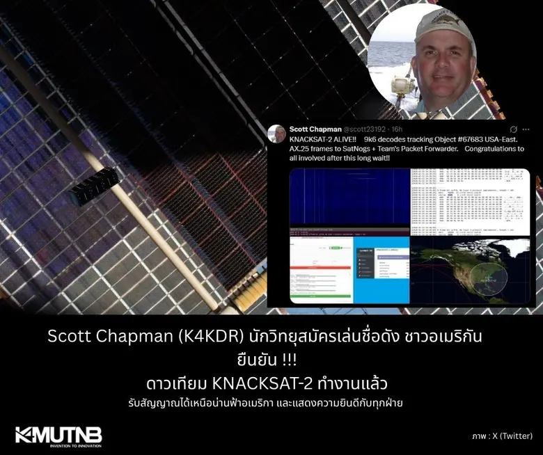 ภารกิจสำเร็จ! มจพ. รับสัญญาณ "KNACKSAT-2" ได้ทั่วโลก โชว์ความพร้อมระบบดาวเทียมฝีมือคนไทย ในวงโคจรสูง 400 กม.