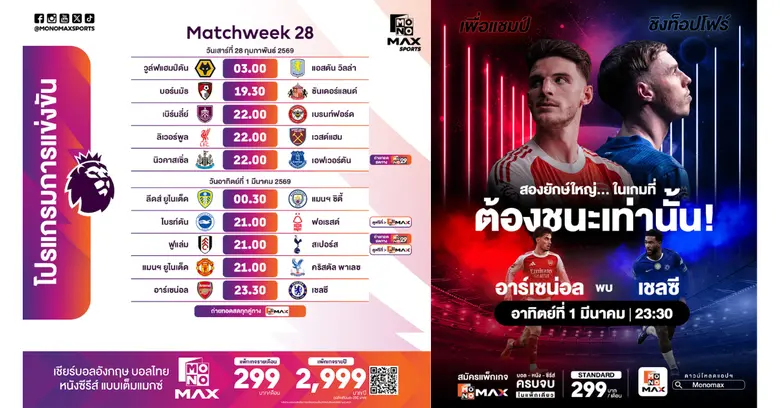 ศึกฟุตบอลพรีเมียร์ลีก อังกฤษ สุดสัปดาห์ปลายเดือนกุม...