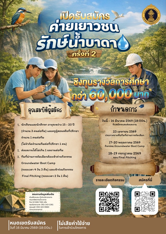 กรมทรัพยากรน้ำบาดาล ชวนนักเรียน นักศึกษาท...