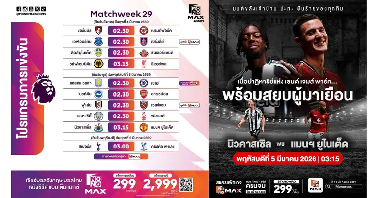 ศึกฟุตบอลพรีเมียร์ลีก อังกฤษ กลางสัปดาห์ต...