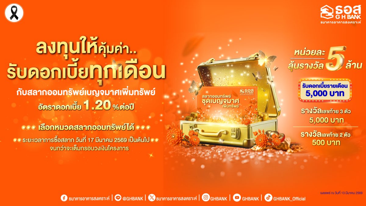 พร้อมลุ้นรางวัลใหญ่ 5 ล้านบาท ทุกงวด เริ่...