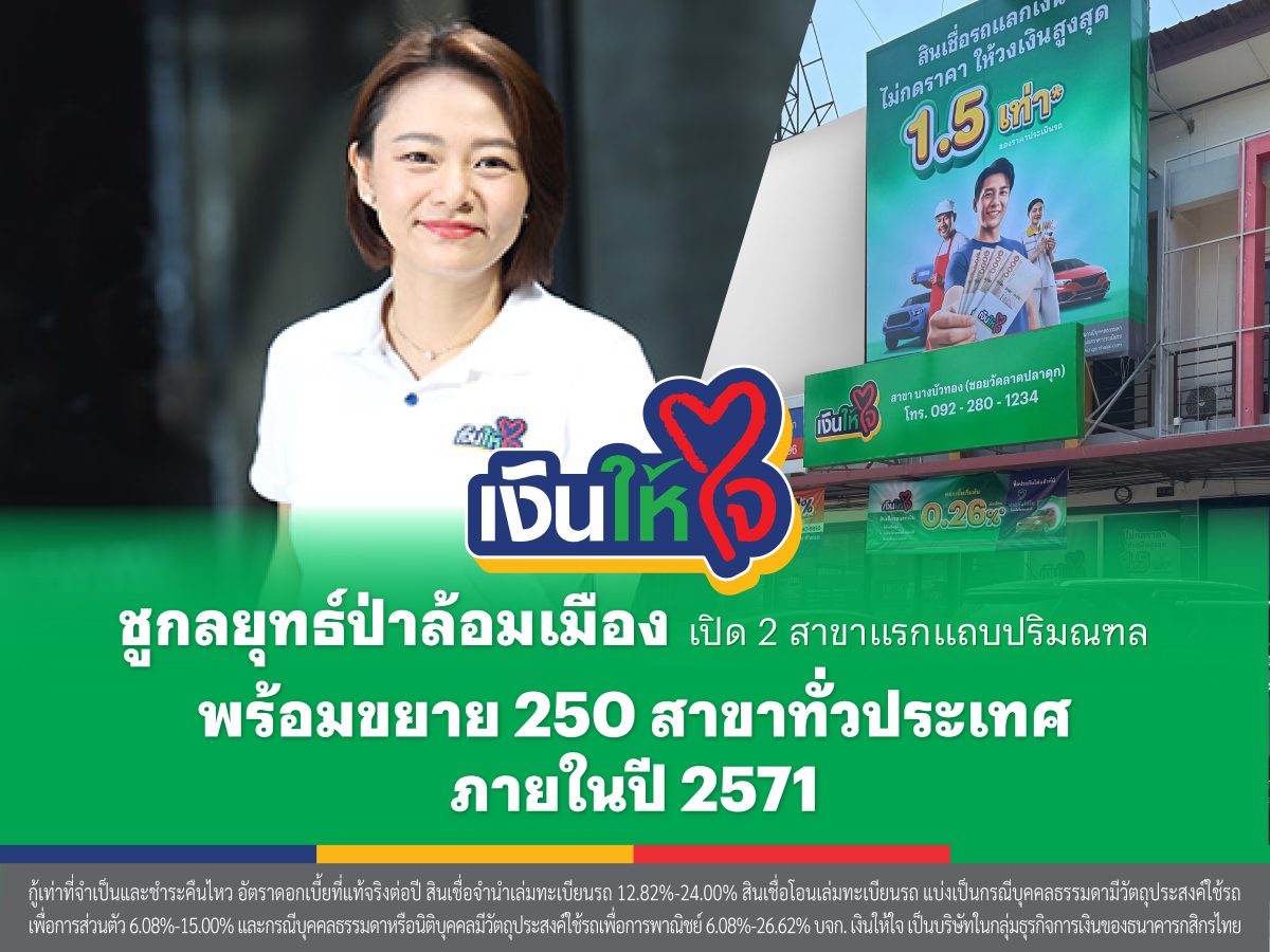 "เงินให้ใจ" ผู้ให้บริการสินเชื่อรถแลกเงิน...