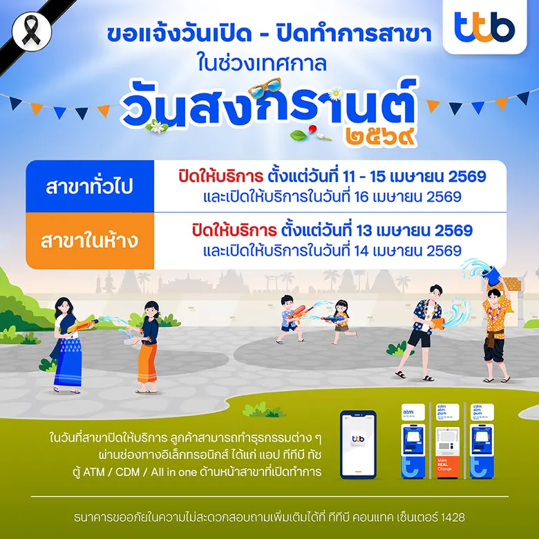 ทีทีบี เตรียมความพร้อมสำรองธนบัตรให้บริการผ่านตู้เอ...