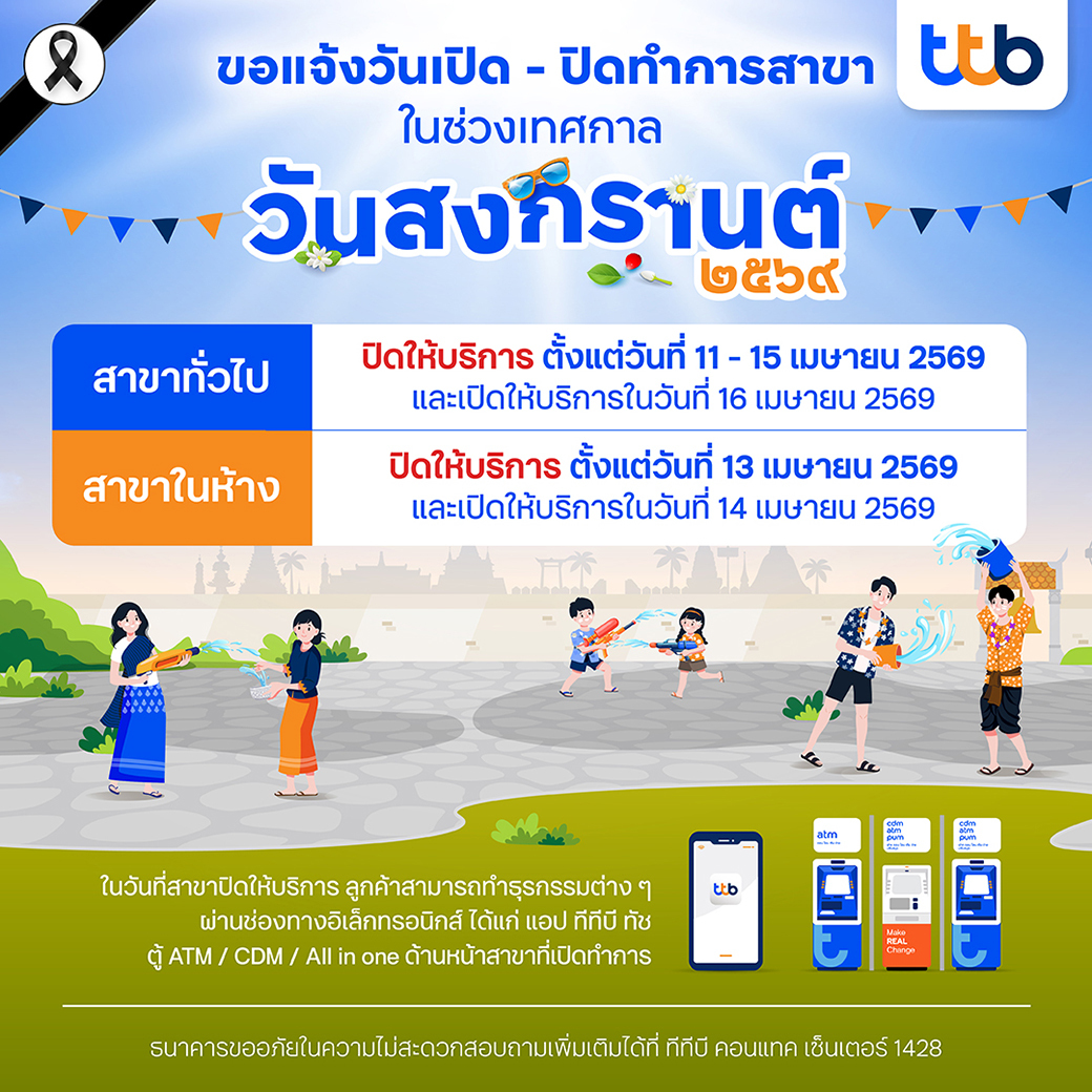 ทีทีบี เตรียมความพร้อมสำรองธนบัตรให้บริกา...
