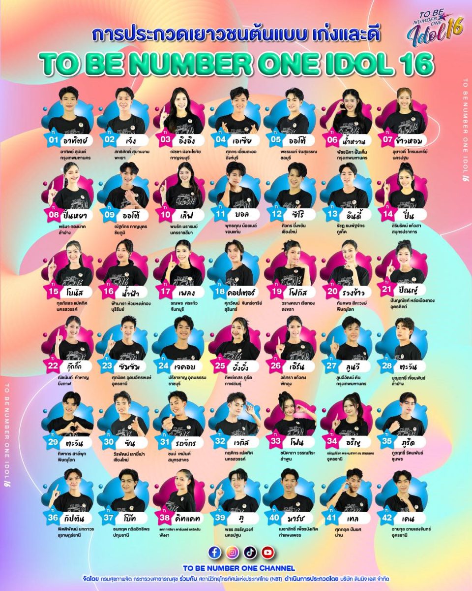 เปิดบ้าน TO BE NUMBER ONE IDOL รุ่นที่ 16 ต้อนรับ 42 เยาวชนต้นแบบเก่งและดี TO BE NUMBER ONE