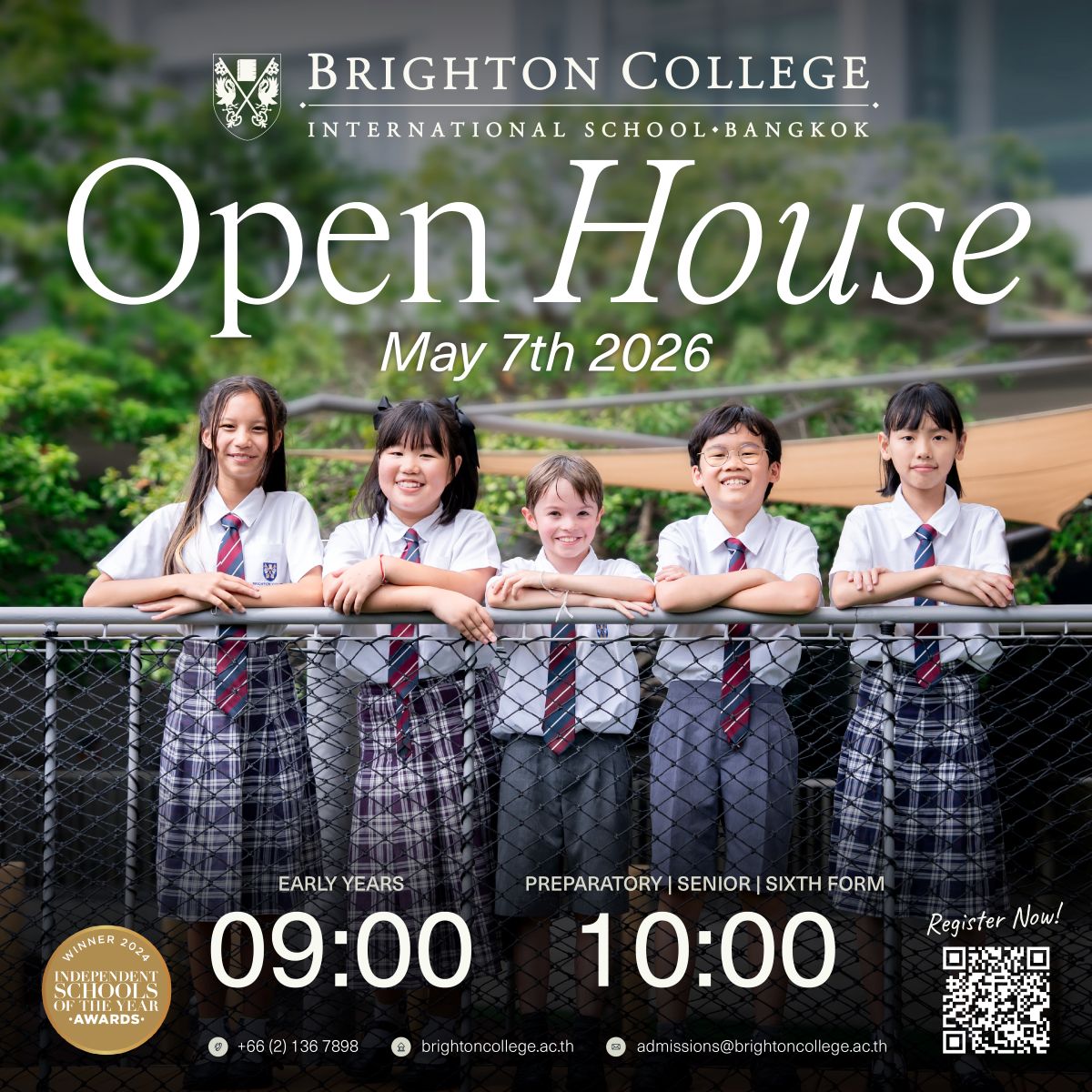 Brighton College Bangkok ได้รับการจัดอันดับ Top 100 โดย Spear's School Index 2026 หนึ่งในสองโรงเรียนในไทยที่ติดอันดับระดับโลก