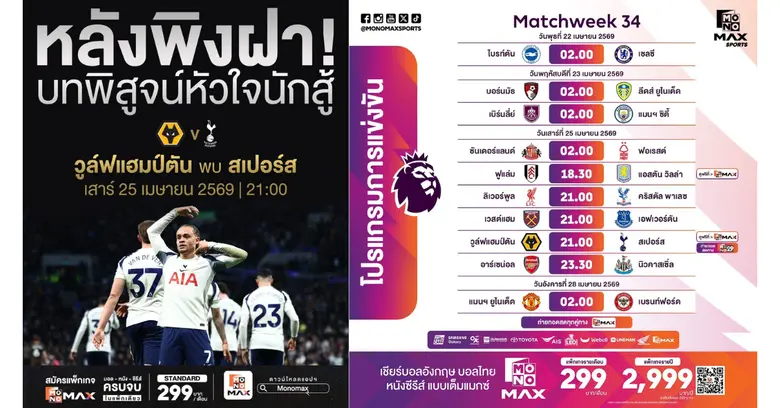 ศึกฟุตบอลพรีเมียร์ลีก อังกฤษ เดินหน้าเข้า...