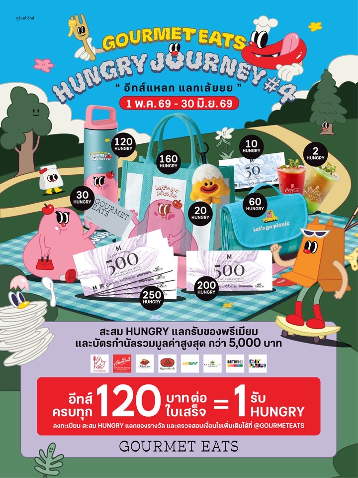 กูร์เมต์ อีทส์ ต่อเนื่องแคมเปญ Hungry Journey #4 กินอร่อย รับโปรโมชันและของพรีเมียมสุดคุ้ม