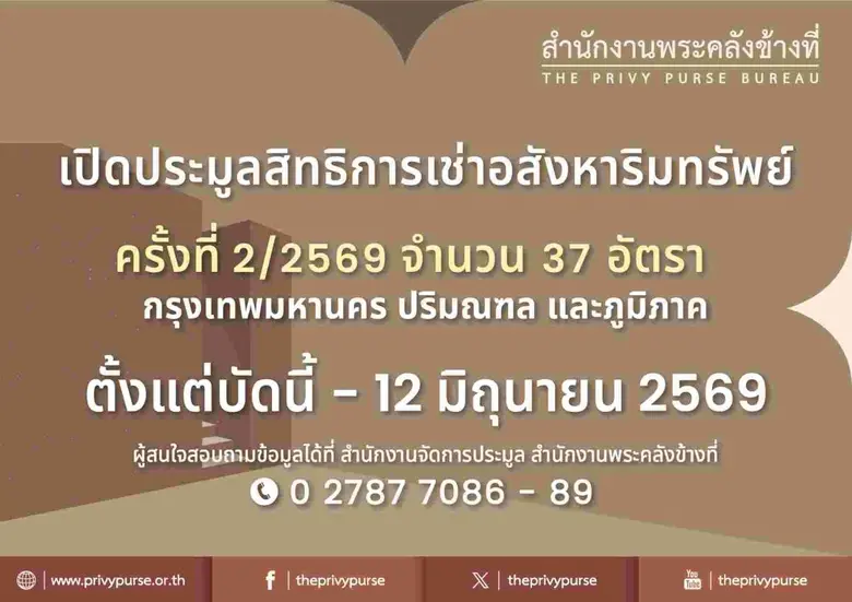 สำนักงานพระคลังข้างที่ เปิดประมูลสิทธิการ...