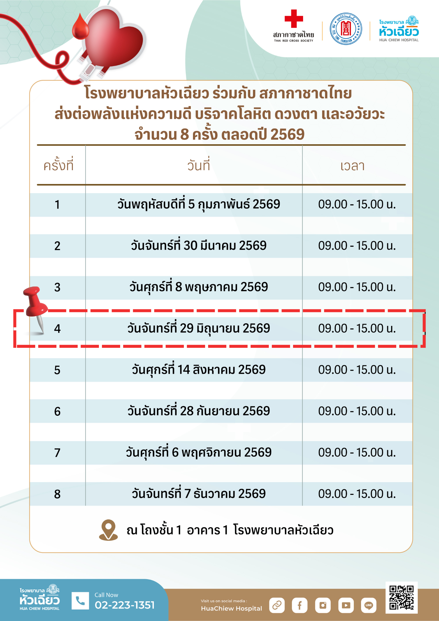 โรงพยาบาลหัวเฉียว ร่วมกับ สภากาชาดไทย เชิ...