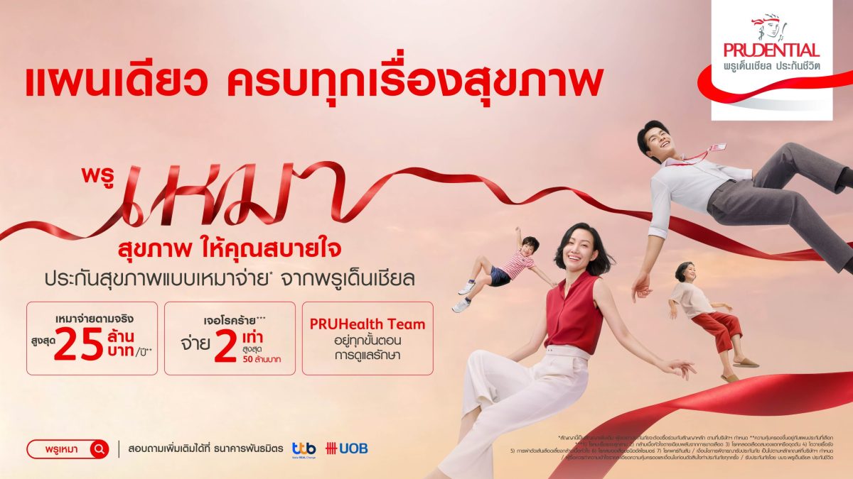 พรูเด็นเชียล ประเทศไทย เปิดตัวแคมเปญใหม่ "พรูเหมาสุขภาพ ให้คุณสบายใจ" เดินหน้าประกันสุขภาพเหมาจ่ายที่มอบความสบายใจแก่คนไทยทุกช่วงวัย