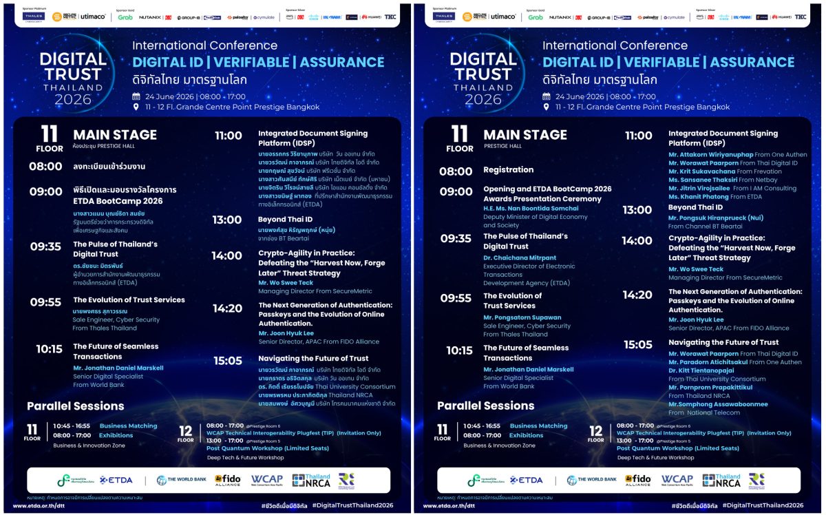 ETDA เปิดไฮไลท์เวทีนานาชาติ 'Digital Trust Thailand 2026' ดันบริการดิจิทัลไทยสู่มาตรฐานโลก 24 มิ.ย.นี้