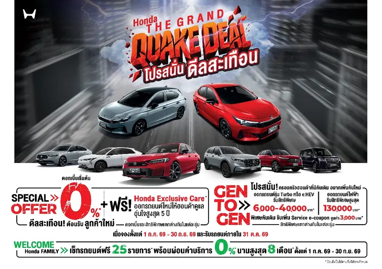 จัดหนักกลางปี "Honda THE GRAND QUAKE DEAL...
