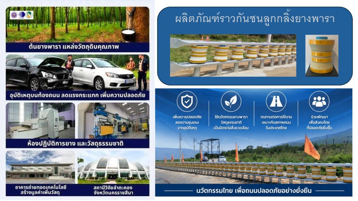 วว. ผนึกกำลัง กยท. ยกระดับความปลอดภัยทางถนน เปิดตัวนวัตกรรม "ราวกันชนลูกกลิ้งยางพารา"โชว์จุดเด่นลดแรงกระแทก-หนุนเศรษฐกิจชาวสวนยางอย่างยั่งยืน