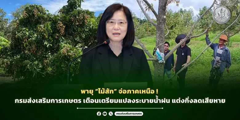 ประกาศกรมอุตุนิยมวิทยา เรื่องพายุโซนร้อน "ไม้สัก" ซ...