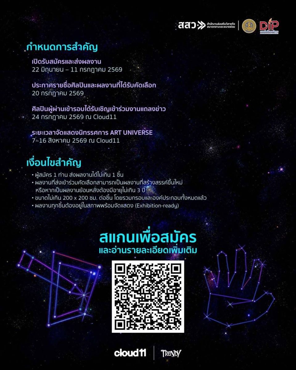 โอกาสสำคัญในการก้าวสู่เวทีนิทรรศการระดับประเทศมาถึงแล้ว! เปิดรับสมัครศิลปินร่วมจัดแสดงผลงานในนิทรรศการ ART UNIVERSE 2026