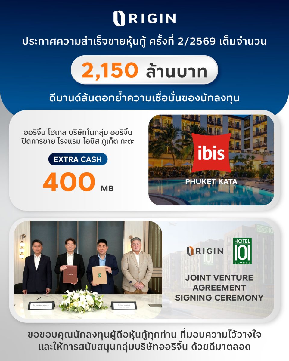 ออริจิ้น พร็อพเพอร์ตี้ โชว์ศักยภาพการบริห...