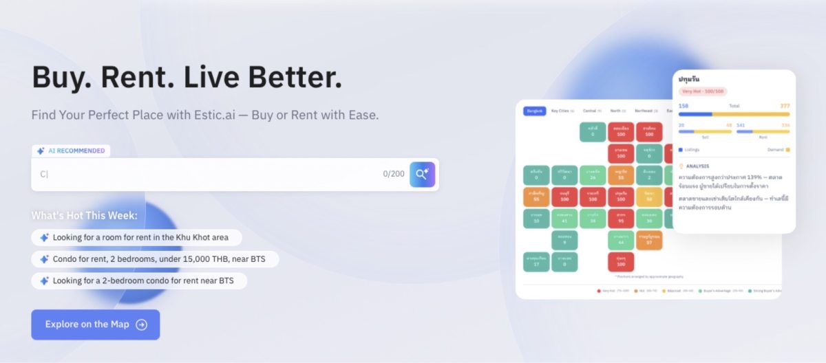 Estic.ai แพลตฟอร์มลงทุนเช่า - ซื้ออสังหาฯ สุดล้ำ! ในประเทศไทย เปิดตัวฟีเจอร์ใหม่ Livability ความน่าอยู่อัจฉริยะ AI ผสาน 'ไลฟ์สไตล์' คนรุ่นใหม่ได้อย่างลงตัว