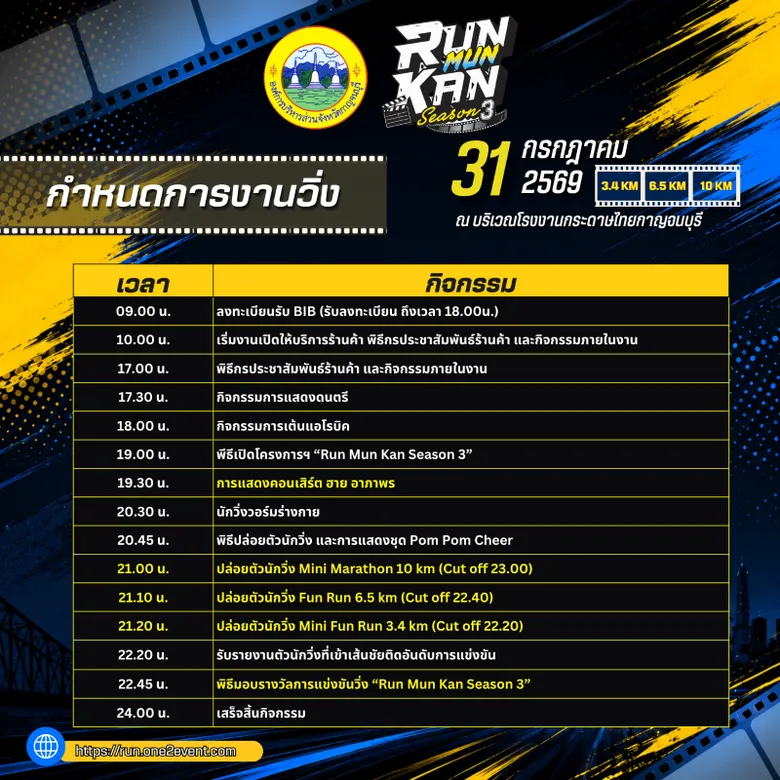 โครงการส่งเสริมกิจกรรมการท่องเที่ยวเชิงกีฬาและภาพยนตร์ Sports Tourism "กิจกรรมแข่งขันวิ่งเพื่อส่งเสริมสุขภาพและการท่องเที่ยว"