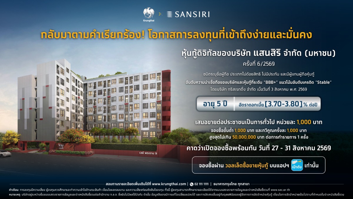 ธนาคารกรุงไทย ร่วมกับ บริษัท แสนสิริ เดิน...
