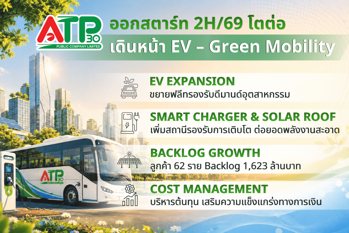 ATP30 เผยผลประกอบการครึ่งปีแรก 69 รายได้ร...
