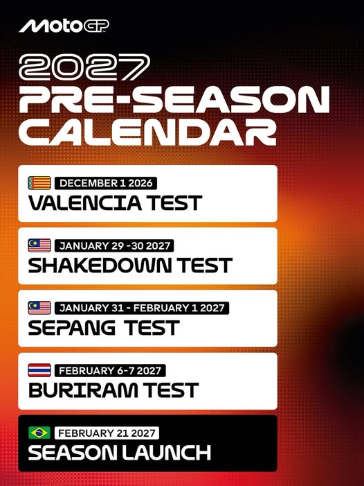 MotoGP ประกาศตารางการทดสอบรถแข่ง (Pre-sea...