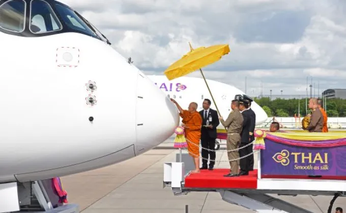 ภาพข่าว: การบินไทยจัดพิธีเจิมเครื่องบินแอร์บัส