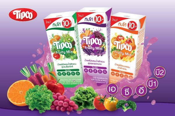 “ทิปโก้” ขอแนะนำ“Tipco Fruity Mix”น้ำผักผลไม้รวมราคา 10 บาท