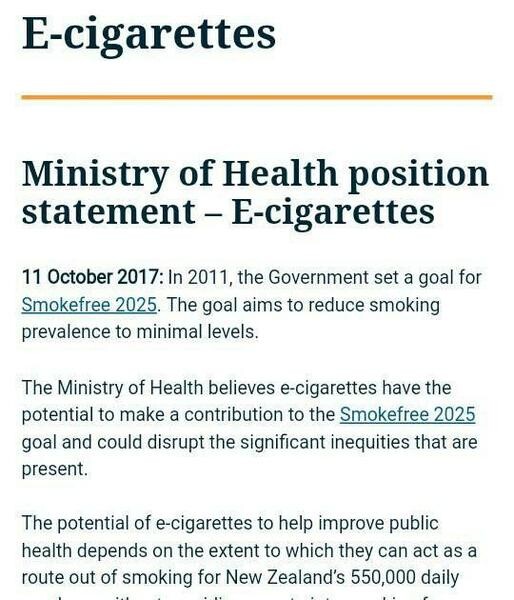 "รัฐบาล" และ "กระทรวงสาธารณสุขนิวซีแลนด์" ห่วงใยสุขภาพประชาชน แถลงการณ์หนุน "บุหรี่ไฟฟ้า" ทางเลือก "ผู้สูบบุหรี่"