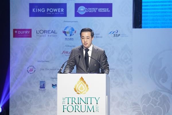 คิง เพาเวอร์ แสดงศักยภาพพลังคนไทยร่วมเป็นเจ้าภาพจัดงาน The Trinity Forum 2017 สุดยอดการประชุมภาคธุรกิจการสร้างรายได้ของสนามบิน ดึงนักธุรกิจชั้นนำจากทั่วโลกร่วมงาน พร้อมสร้างรายได้สะพัดสู่ประเทศไทย
