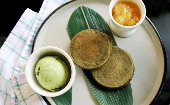 แพนเค้กชาเขียวแยมสับปะรด ห้องอาหารญี่ปุ่นคิซาระ