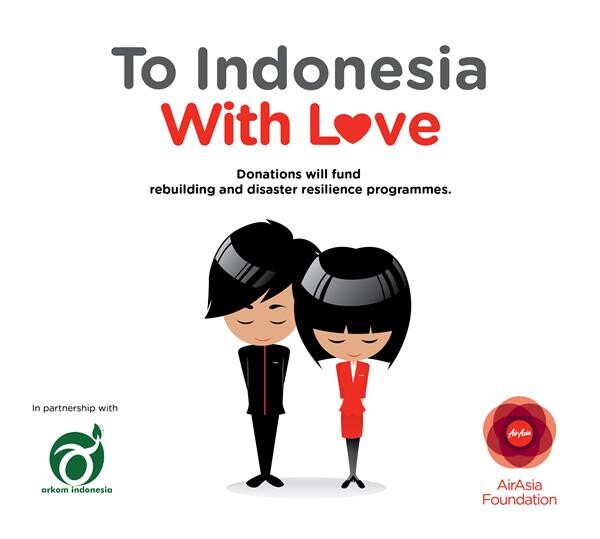 แอร์เอเชียรับบริจาคช่วยเหลือ #ToIDwithLove ฟื้นฟูความเสียหายจากภัยพิบัติในประเทศอินโดนีเซีย