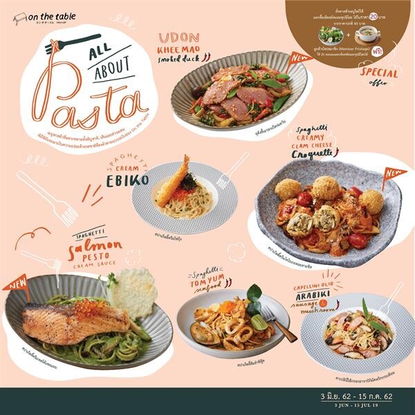 On the Table, Tokyo Cafe จัดโปรสุดฟิน All About Pasta เอาใจคนชอบกินเส้น!